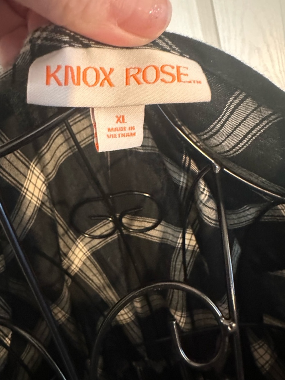 Knox Rose Womens Black & White Plaid Boho Long Sleeve Babydoll Tunic Dress XL - Picture 6 of 6